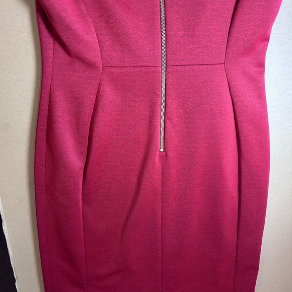 Calvin Klein Sheath Dress Burgundy Sleeveless Zipper Back Business Size 14 - Picture 6 of 8